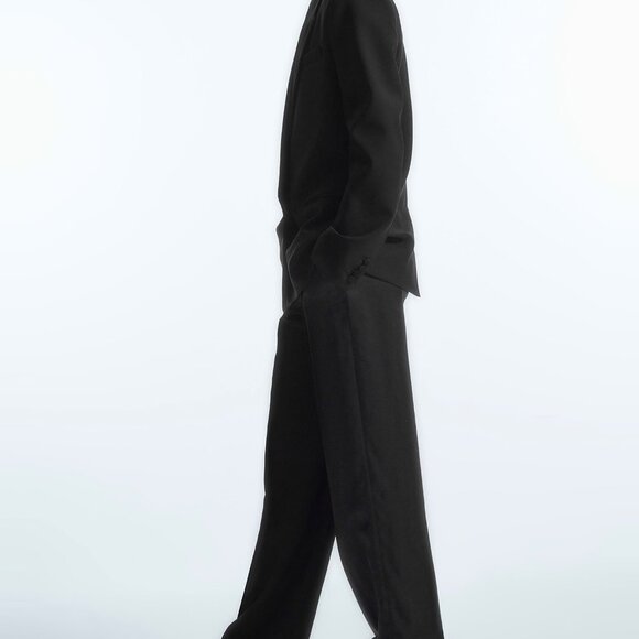 COS Pants Women's Size 12 Black Wide Leg Trouser 100% Wool Office Career Classic - Picture 4 of 16